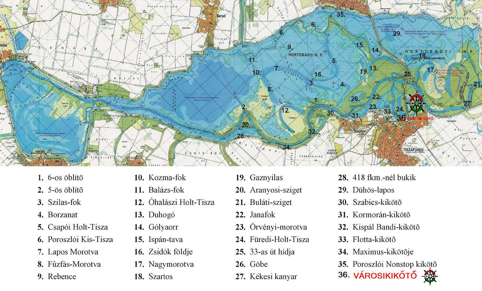 Tisza tó térkép